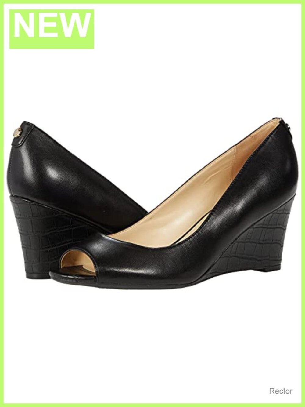 Nine West Cape 9x9 Leather Peep Toe Wedges Slip On Comfort